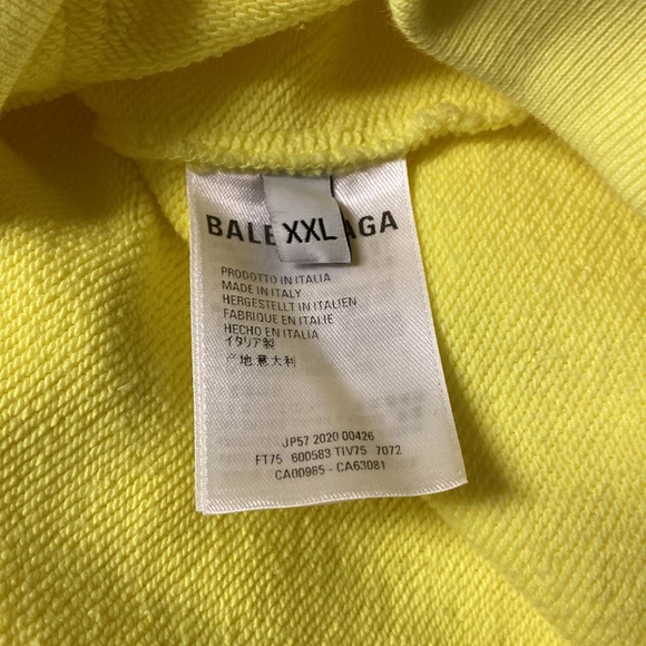 Balenciaga Oversized Crew Alphabet Printed Hoodie - Fluorescence Yellow - 2XL - Picture 7 of 9